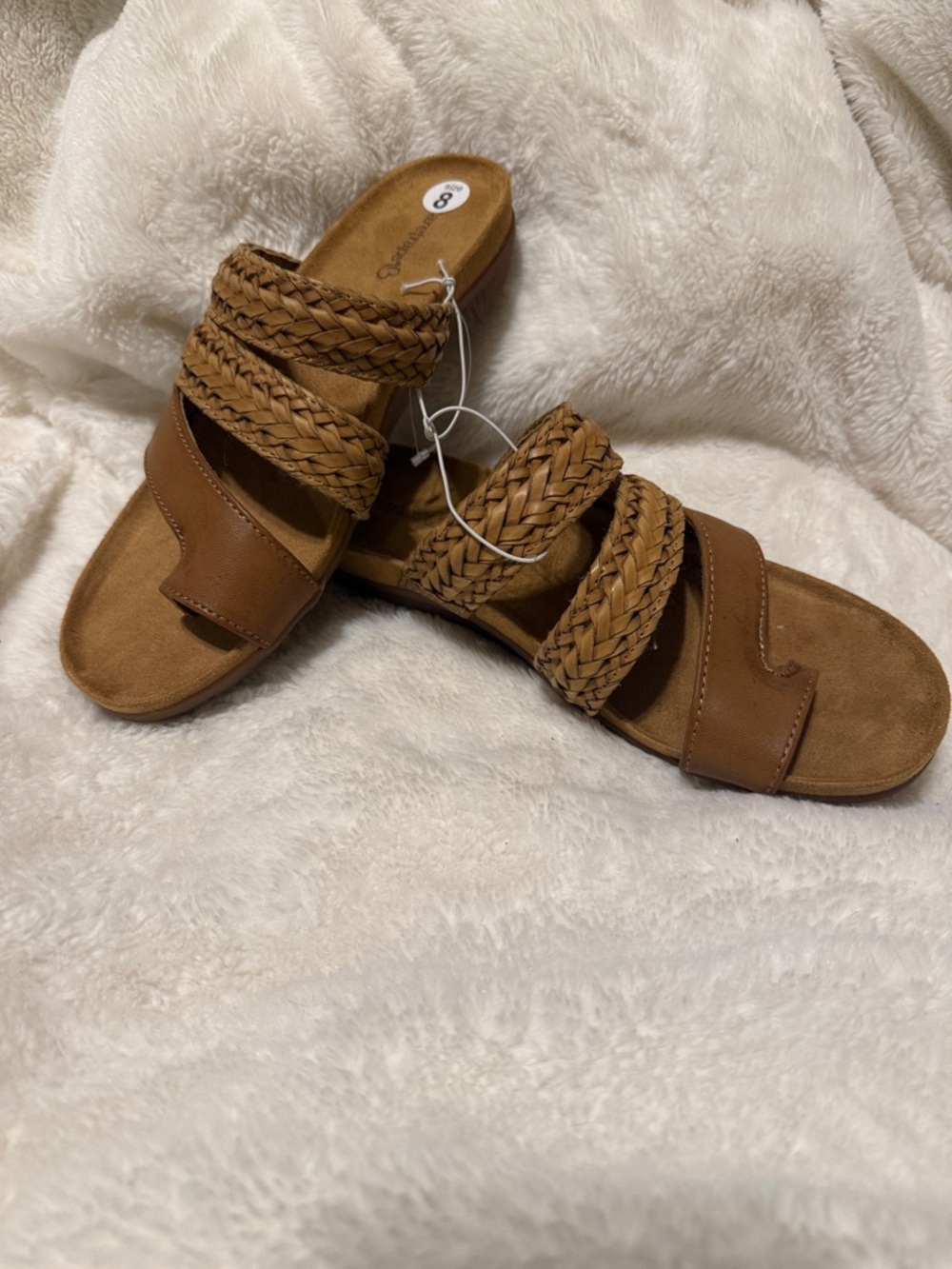 BareTraps Braided Triple-Strap Slide Sandals - Brown